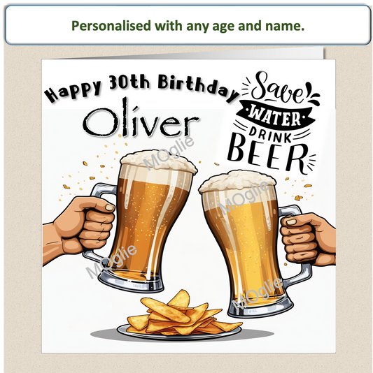 Personalised Birthday Card Son Grandson Dad Husband Him 30th 40th 50th BEER 3