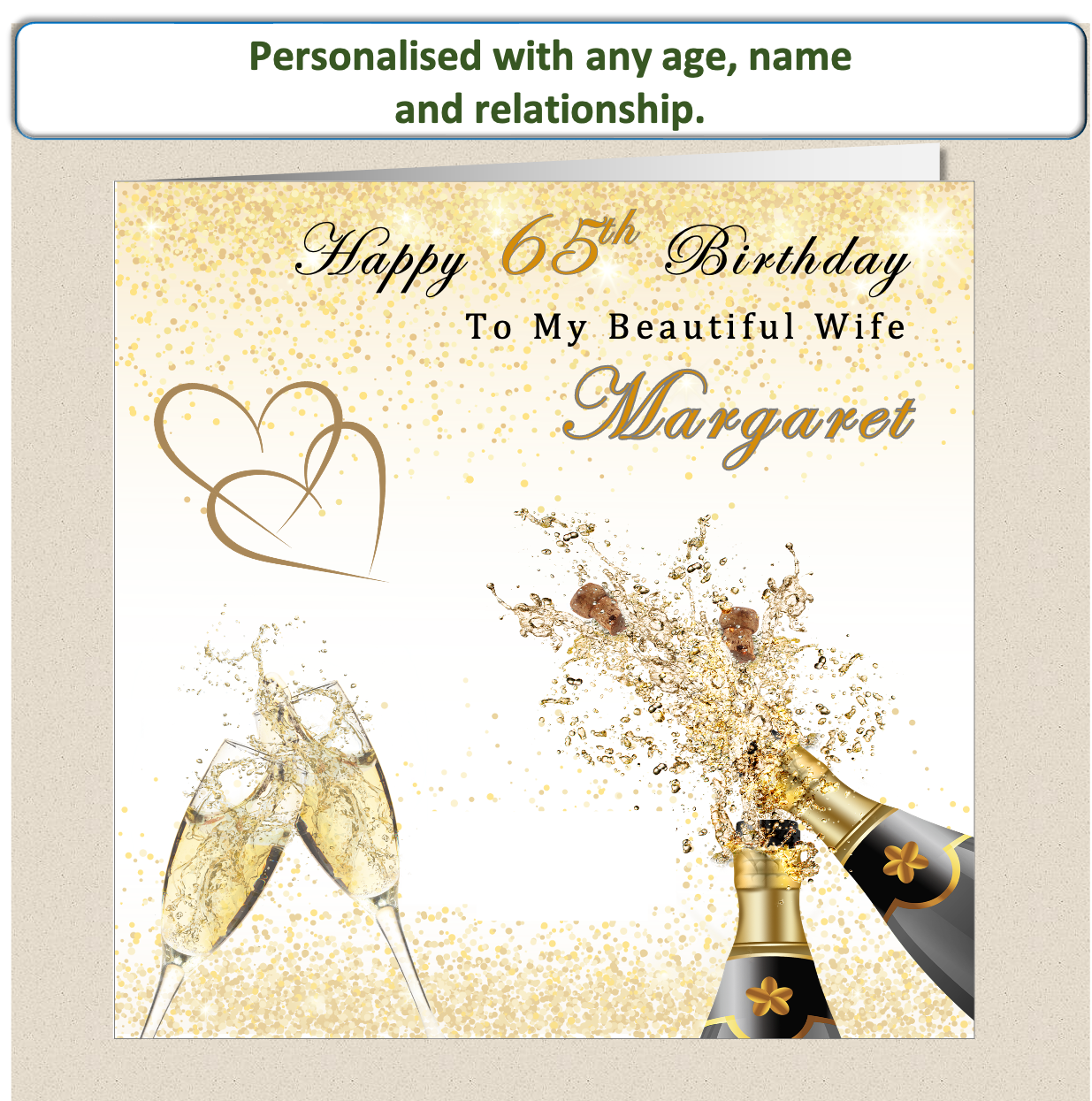 Personalised Champagne Birthday Card - For Her - Cham1
