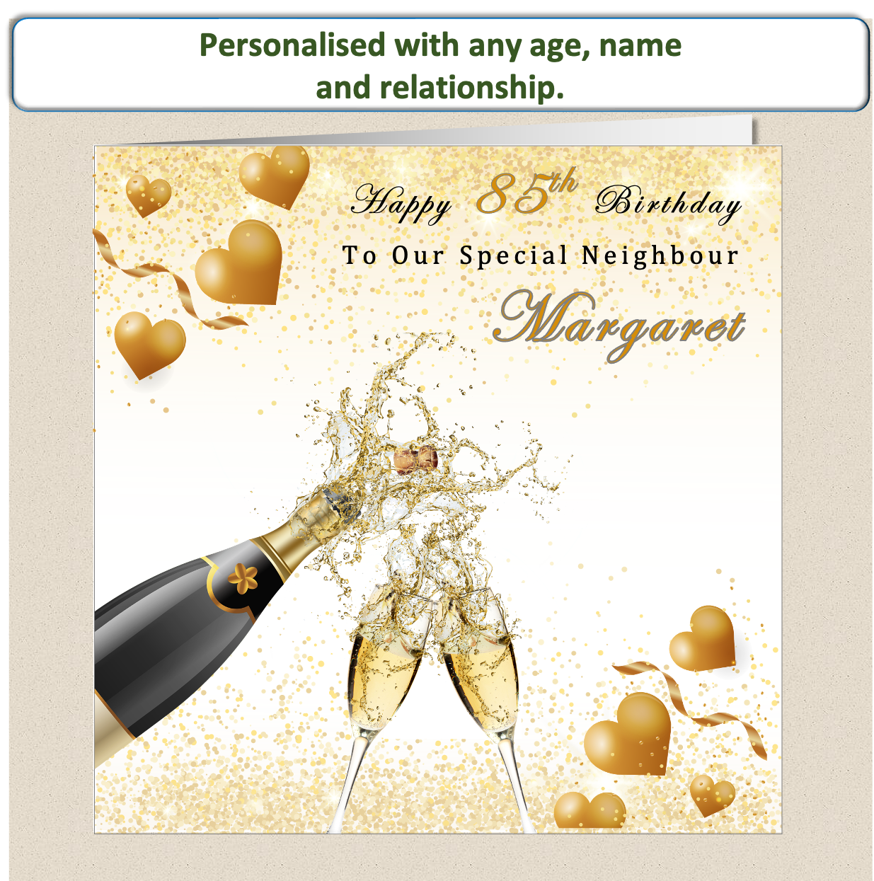 Personalised Champagne Female Birthday Card - For Her - Cham2