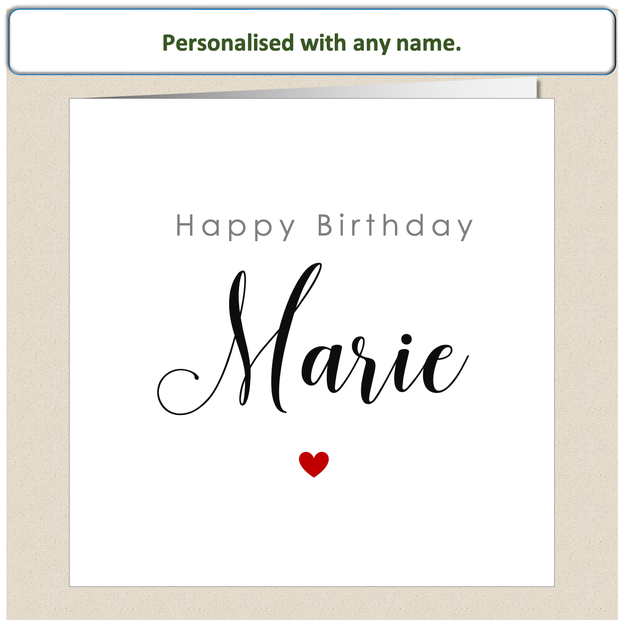 Personalised Female Name Birthday Card - heart - For Her