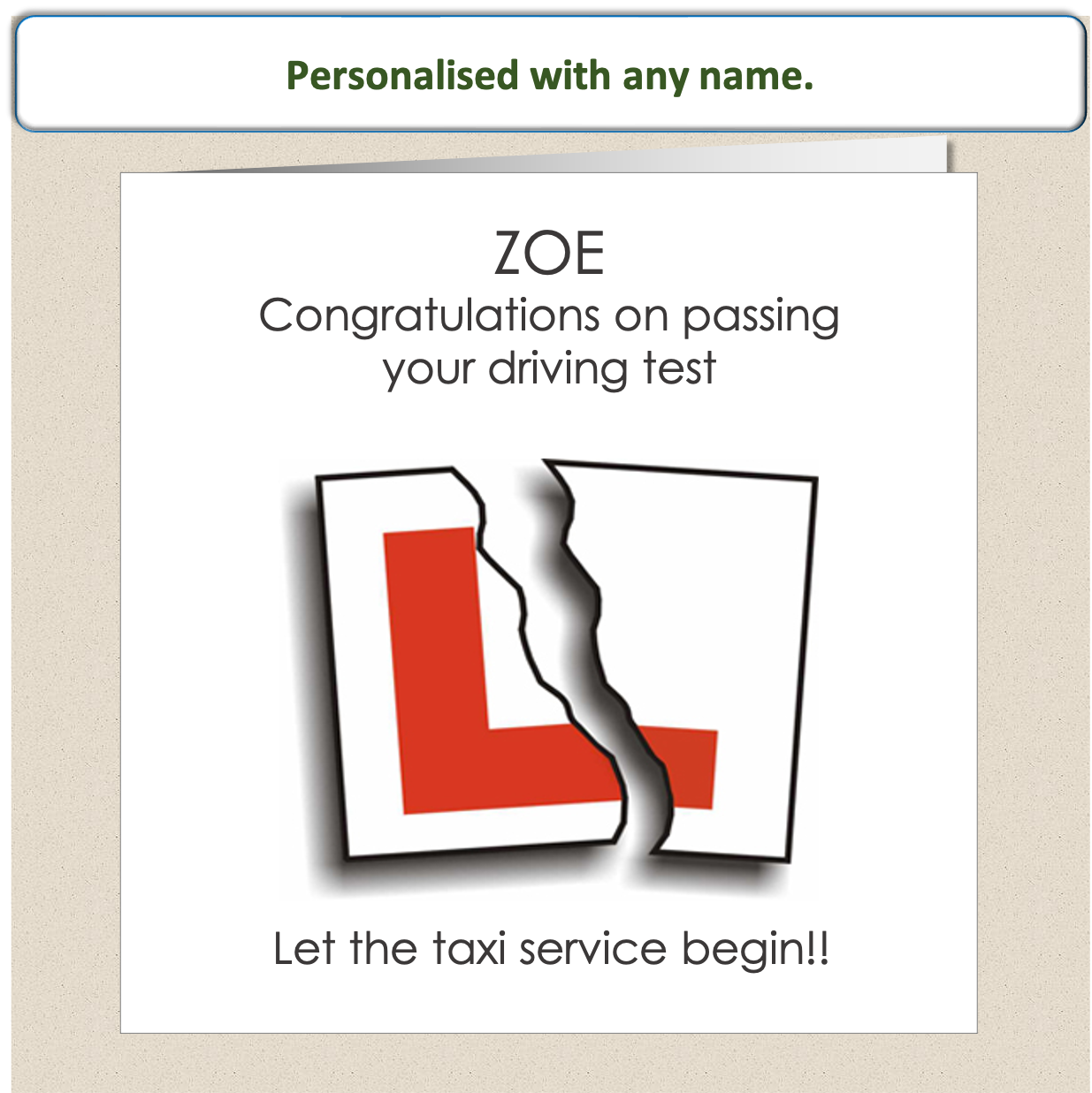 Personalised Congratulations On Passing Driving Test - ripped L plate