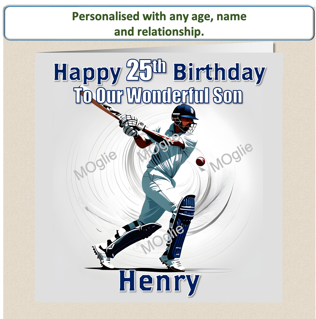 Personalised Male Cricket Birthday Card 20th 30th 40th - For Him CRIC1