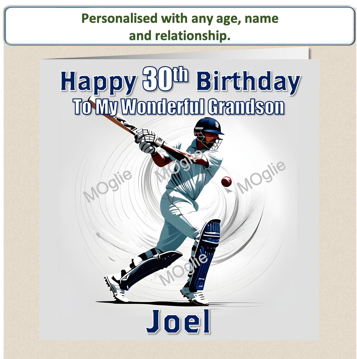 Personalised Male Cricket Birthday Card 20th 30th 40th - For Him CRIC1