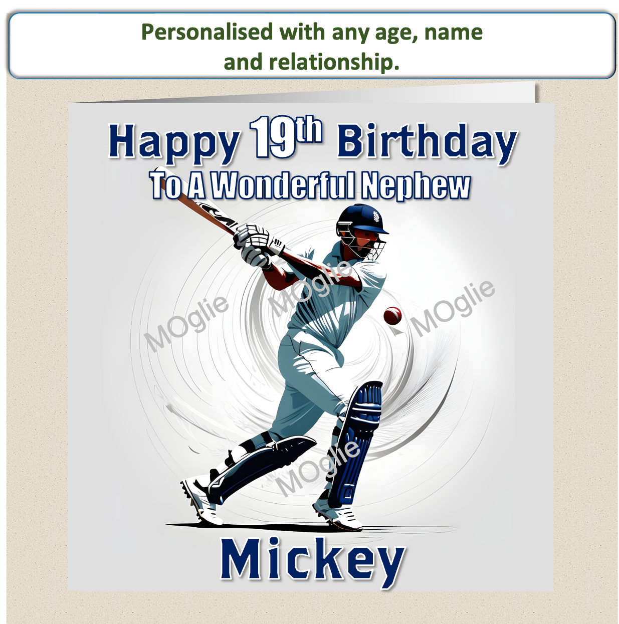 Personalised Male Cricket Birthday Card 20th 30th 40th - For Him CRIC1