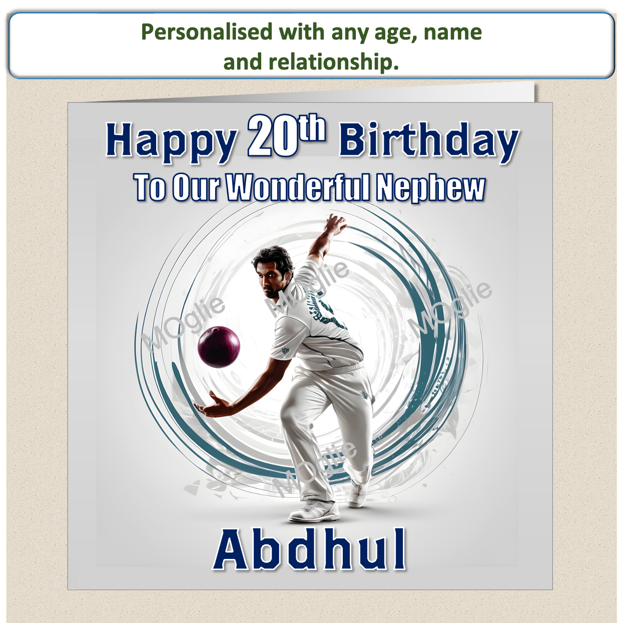 Personalised Male Cricket Birthday Card 20th 30th 40th - For Him CRIC2