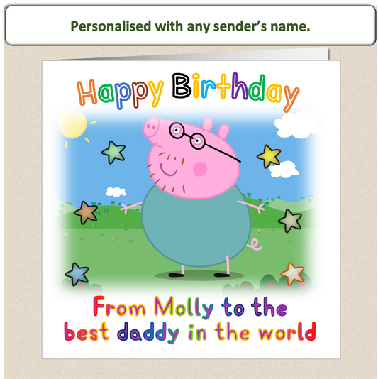Personalised Daddy Pig birthday card for father dad daddy - DADDYP