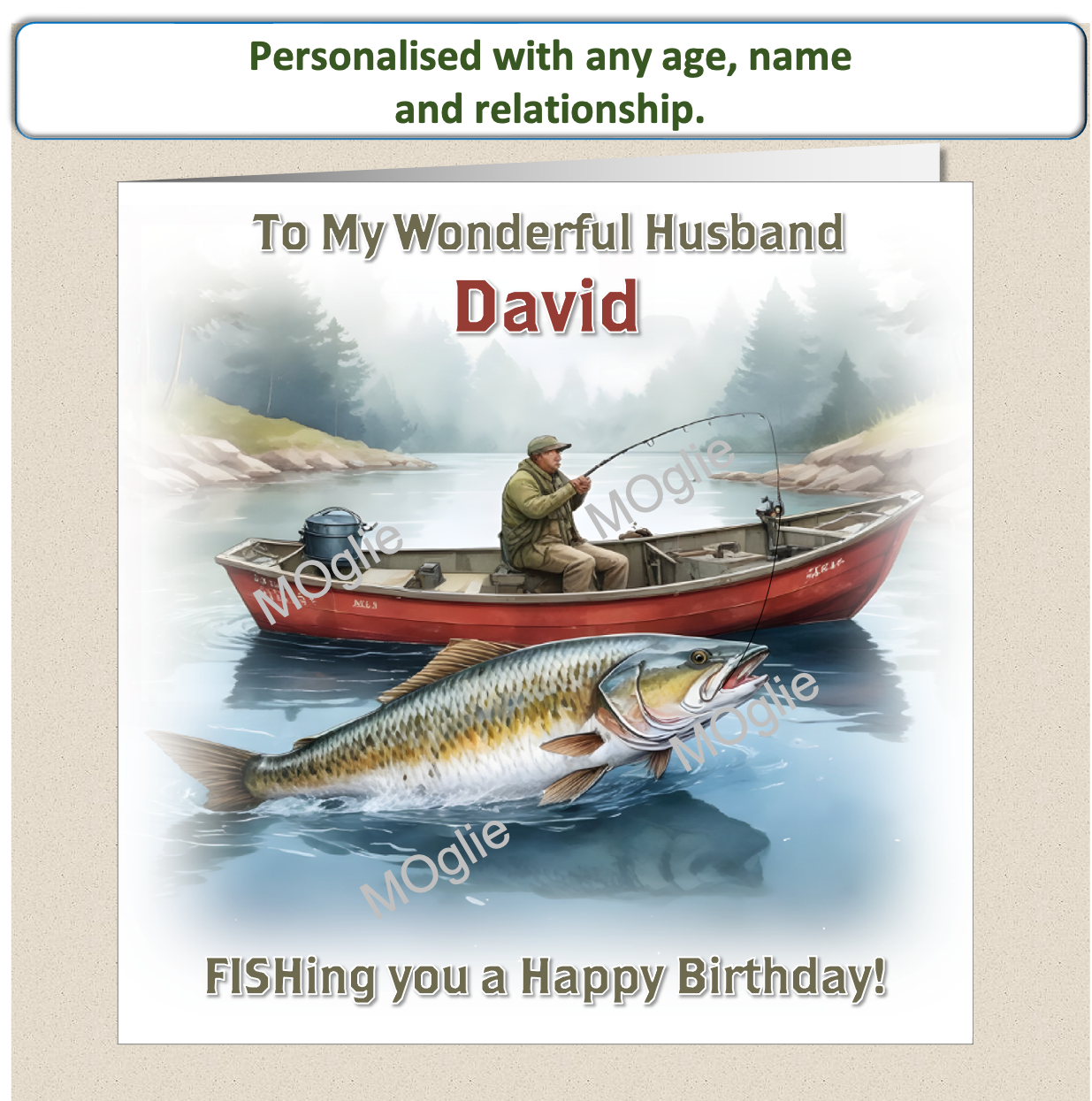 Personalised Male Fishing Birthday Card 30th 40th 50th 60th - For Him FISH1