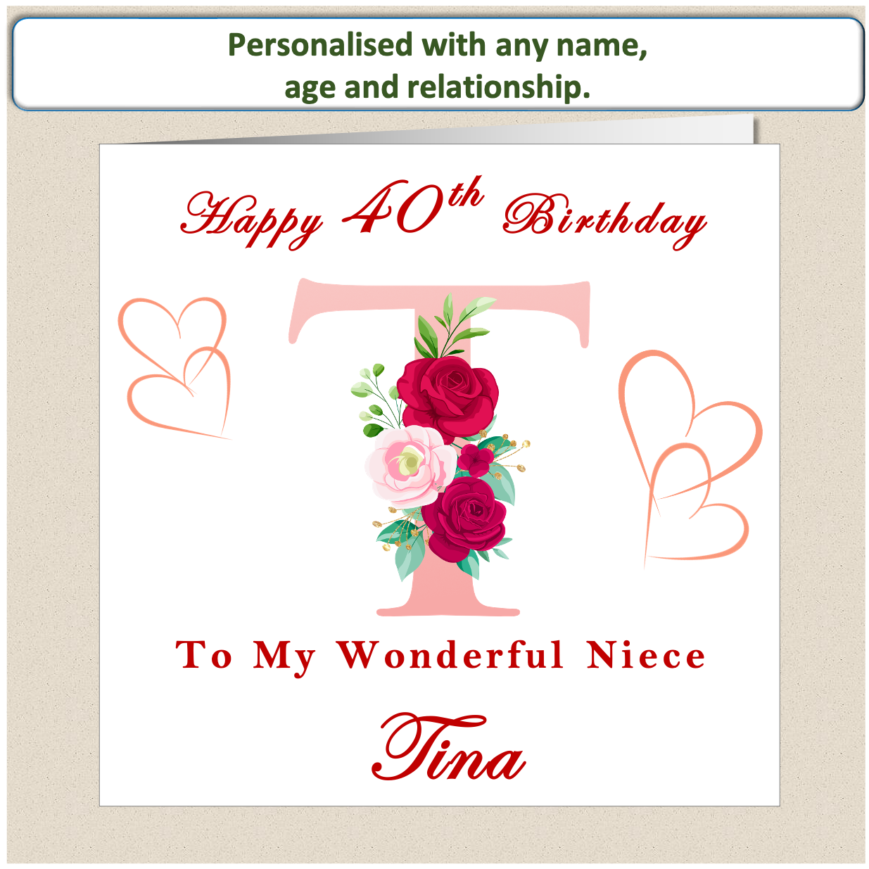Personalised Female Birthday Card - Floral Letter - For Her