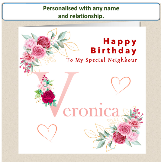 Personalised Female Birthday Card - Flower initial - For Her