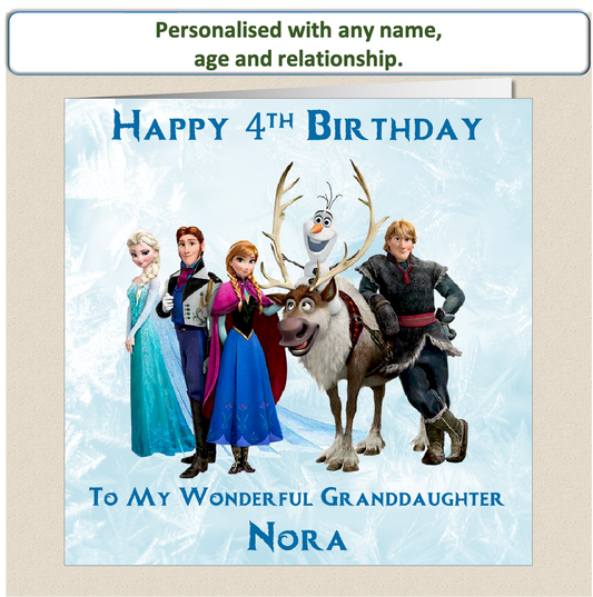 Personalised Frozen Elsa Birthday Card - 4-8 -FRZ1