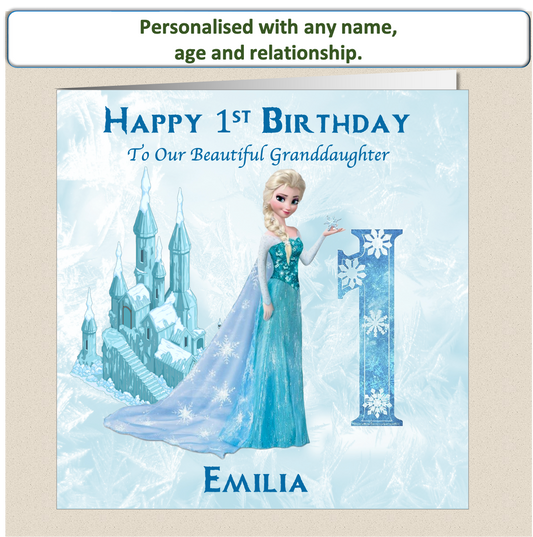 Personalised Frozen Elsa Birthday Card - 1-3 - FRZ2