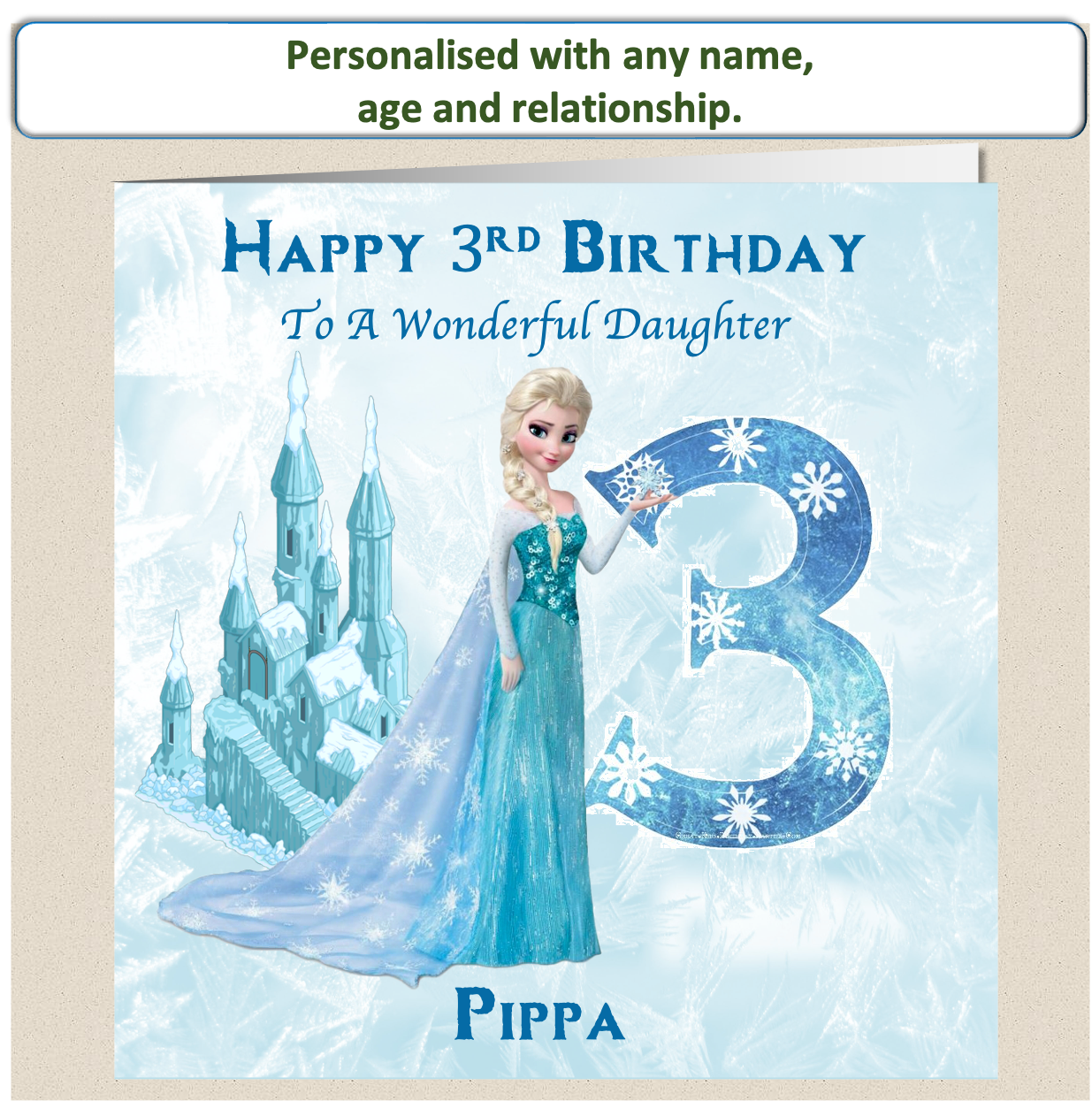 Personalised Frozen Elsa Birthday Card - 1-3 - FRZ2