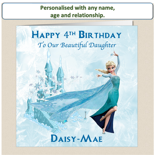 Personalised Frozen Elsa Birthday Card FRZ3