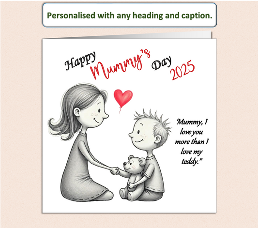 Personalised Mum & Son Mollie and Doodle Mother's Day card