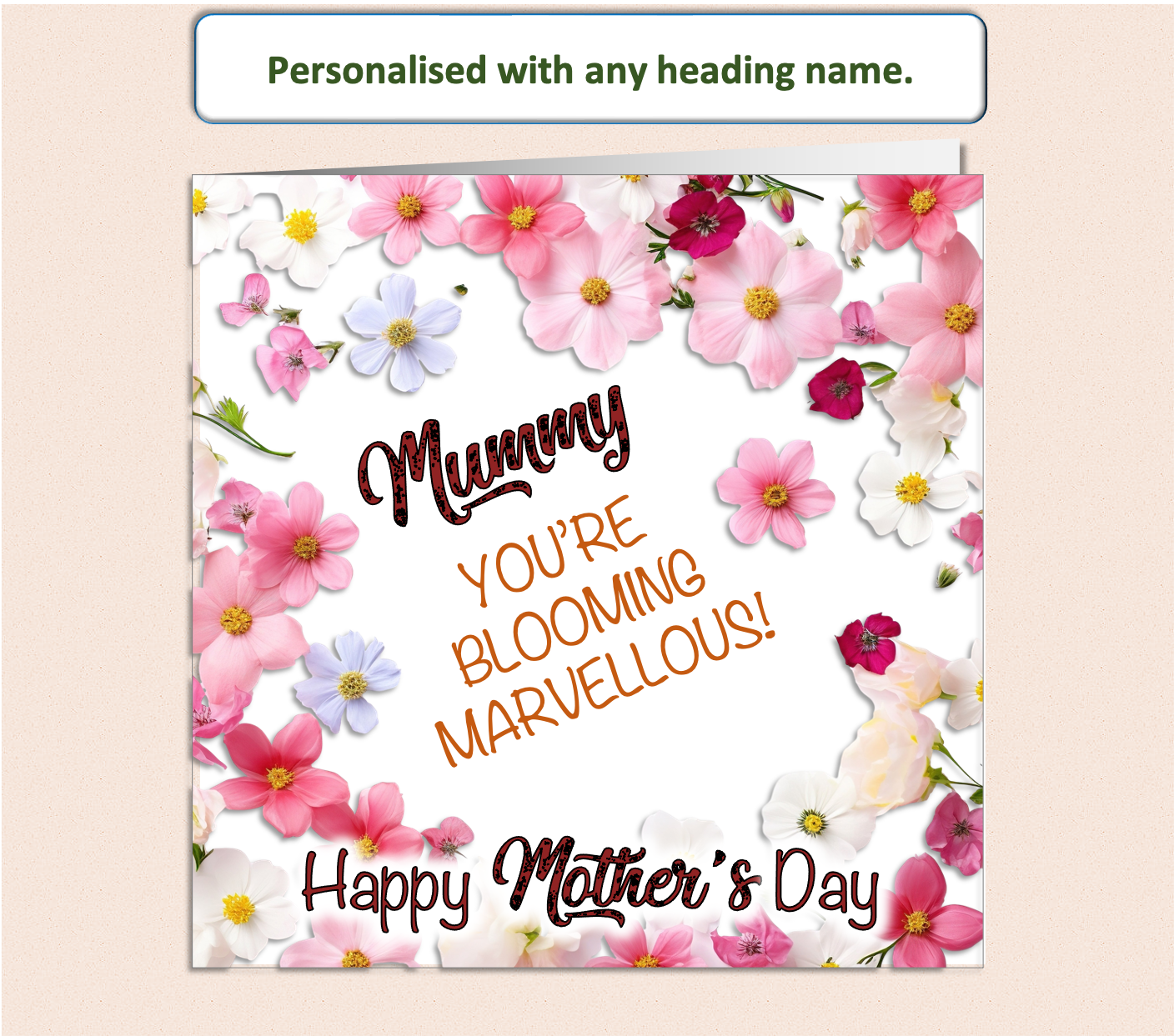 Personalised "Blooming Marvellous" Floral Mother's Day Card