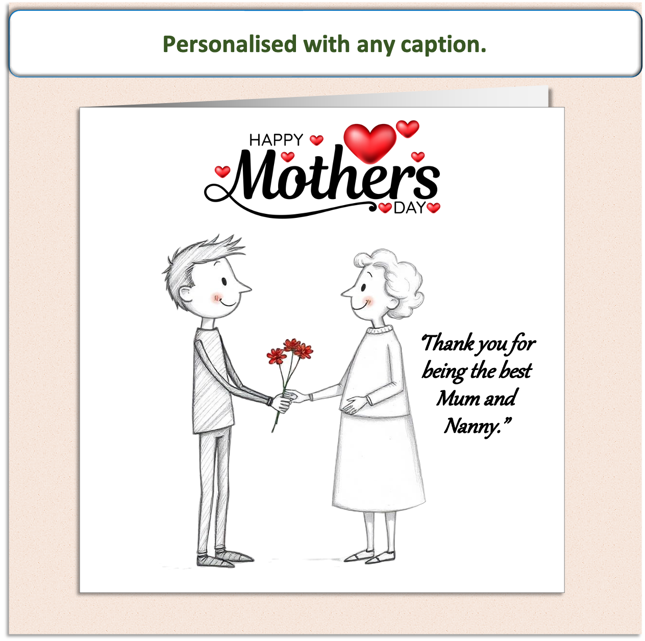 Personalised Mother Son Mollie and Doodle Mother's Day card