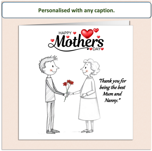 Personalised Mother Son Mollie and Doodle Mother's Day card