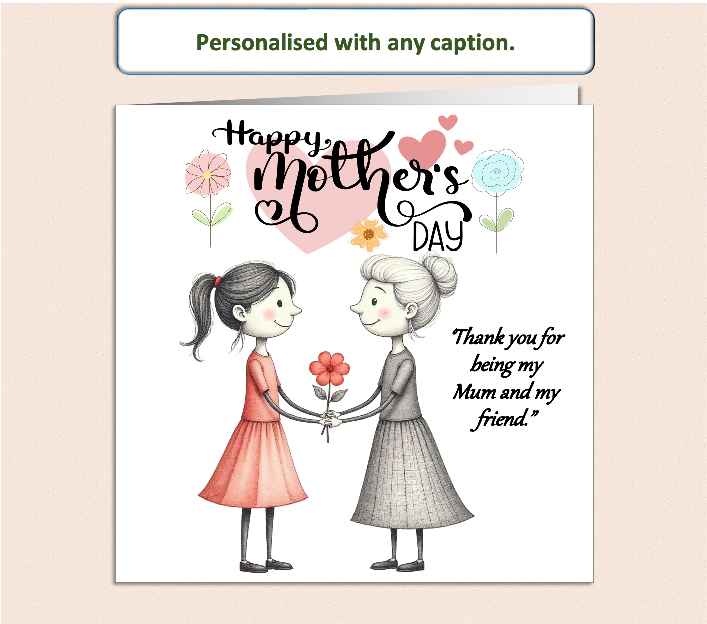 Personalised Mother Daughter Mollie and Doodle Mother's Day card