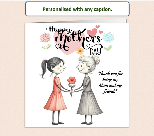 Personalised Mother Daughter Mollie and Doodle Mother's Day card