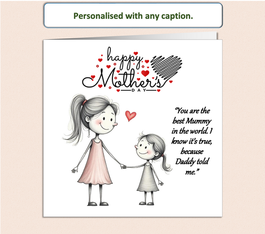 Personalised Mother & Girl Mollie and Doodle Mother's Day card