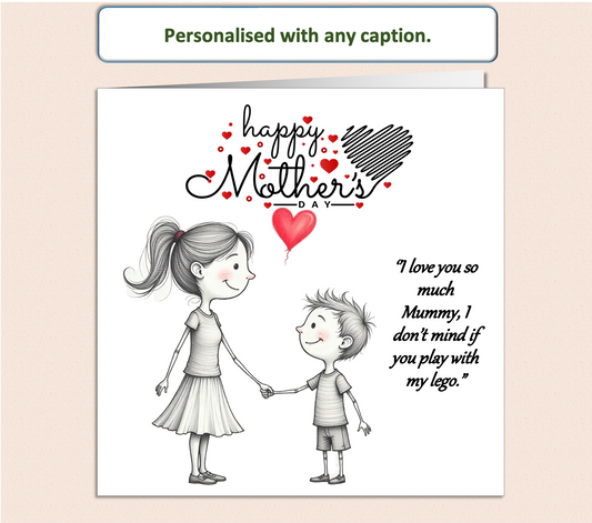 Personalised Mother & Boy Mollie and Doodle Mother's Day card