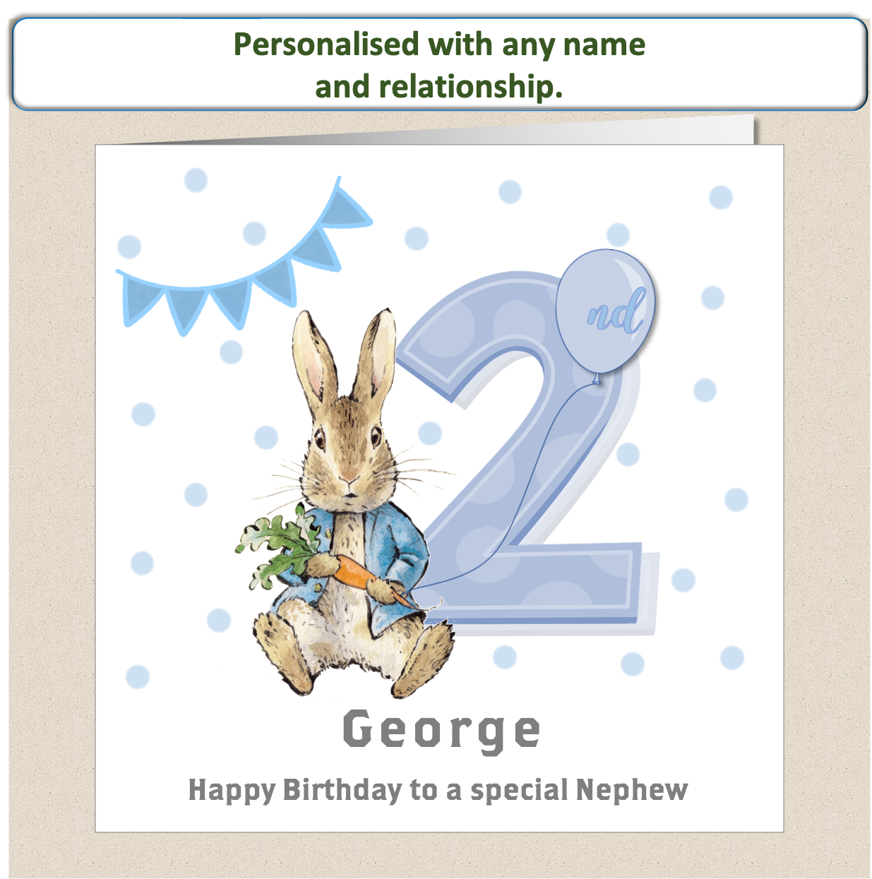 Personalised Peter Rabbit Birthday Card - 2nd Birthday