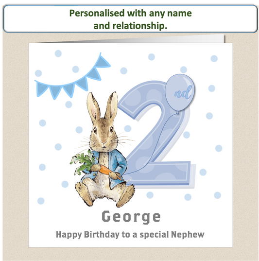 Personalised Peter Rabbit Birthday Card - 2nd Birthday