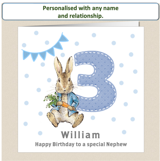 Personalised Peter Rabbit Birthday Card - 3rd Birthday