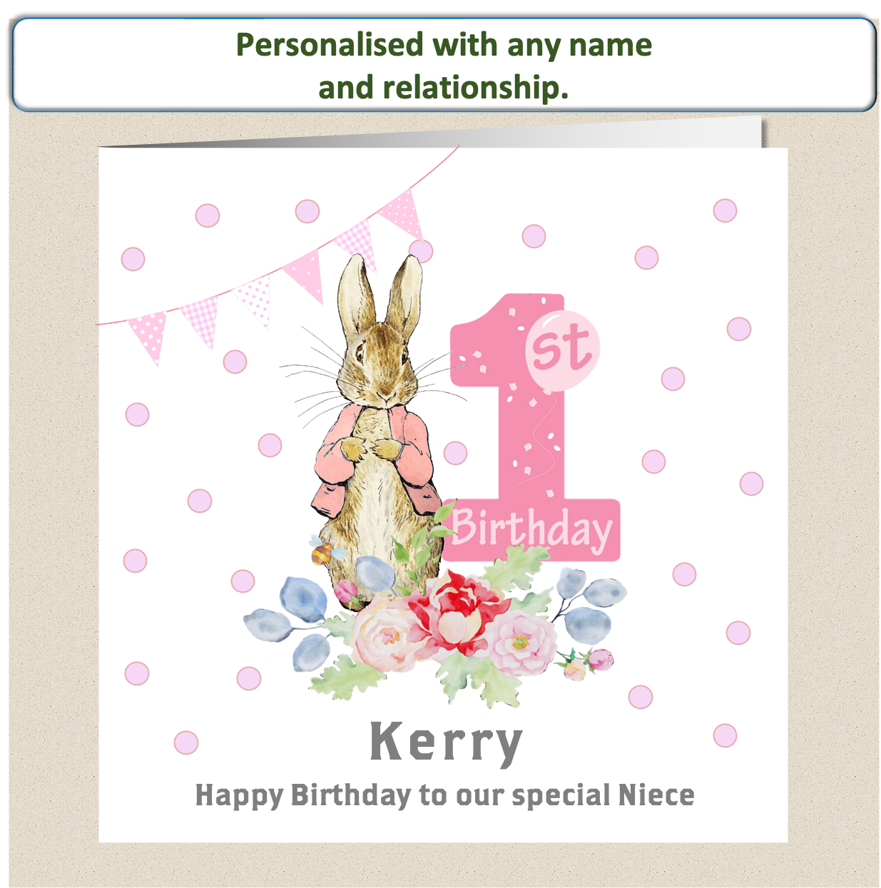 Personalised Peter Rabbit Birthday Card - 1st Birthday
