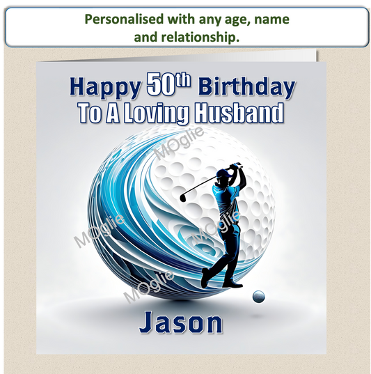 Personalised Male Golf Birthday Card 30th 40th 50th 60th - For Him GOLF - 3