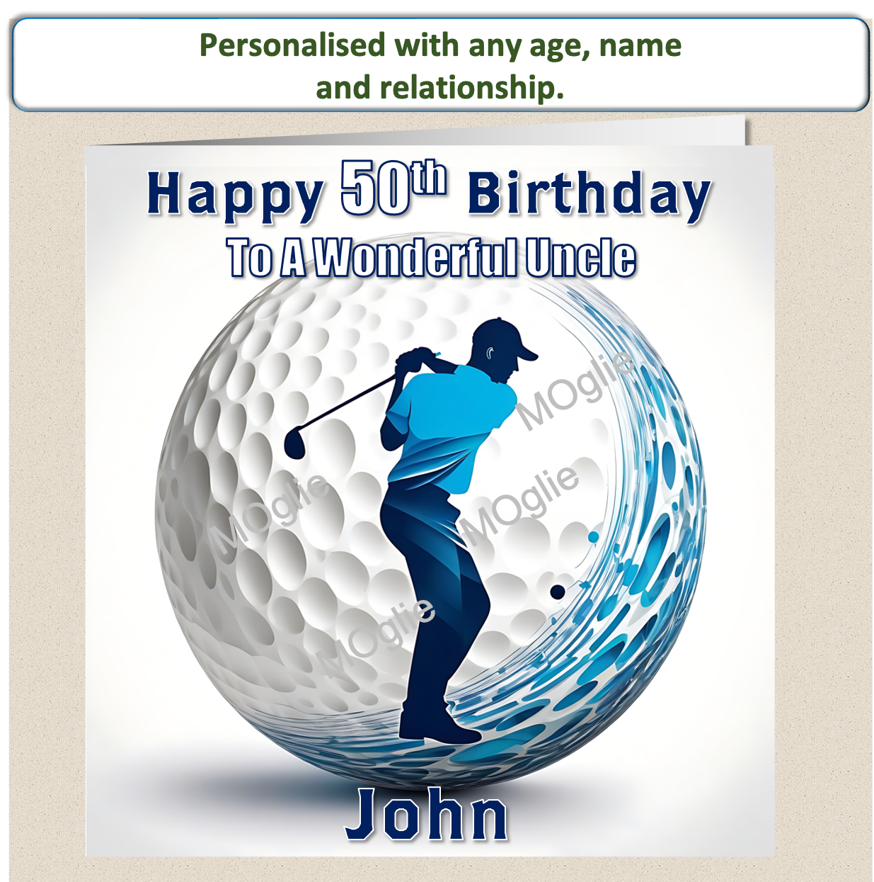 Personalised Male Golf Birthday Card 30th 40th 50th 60th - For Him GOLF4
