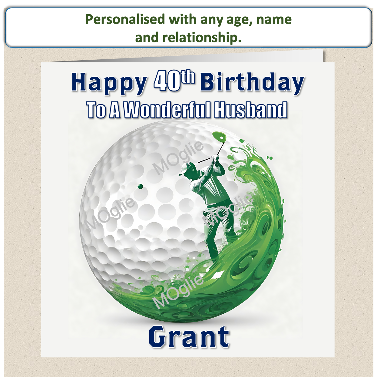 Personalised Male Golf Birthday Card 30th 40th 50th 60th GOLF5