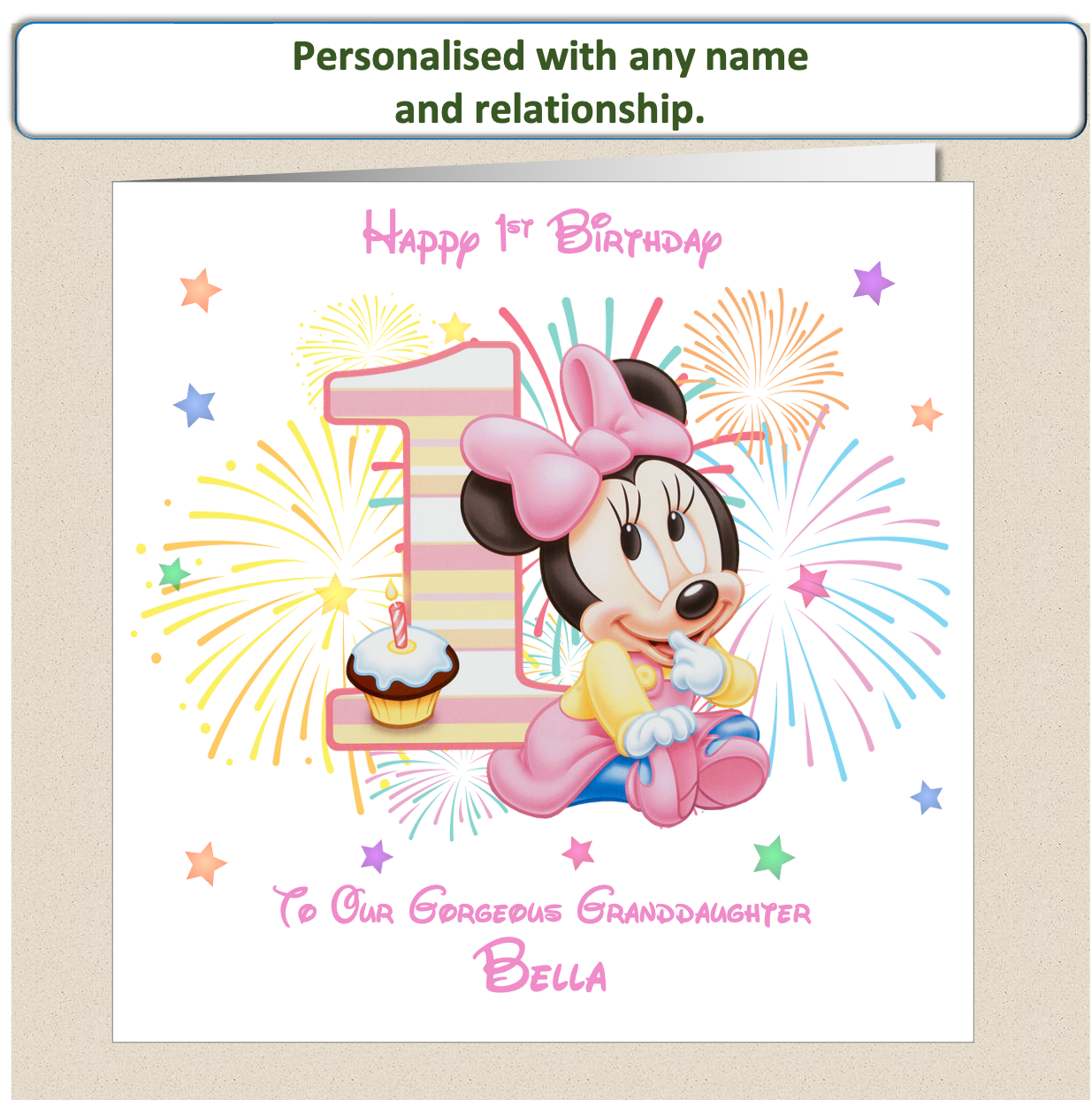 Personalised Minnie Mouse Birthday Card - 1st Birthday