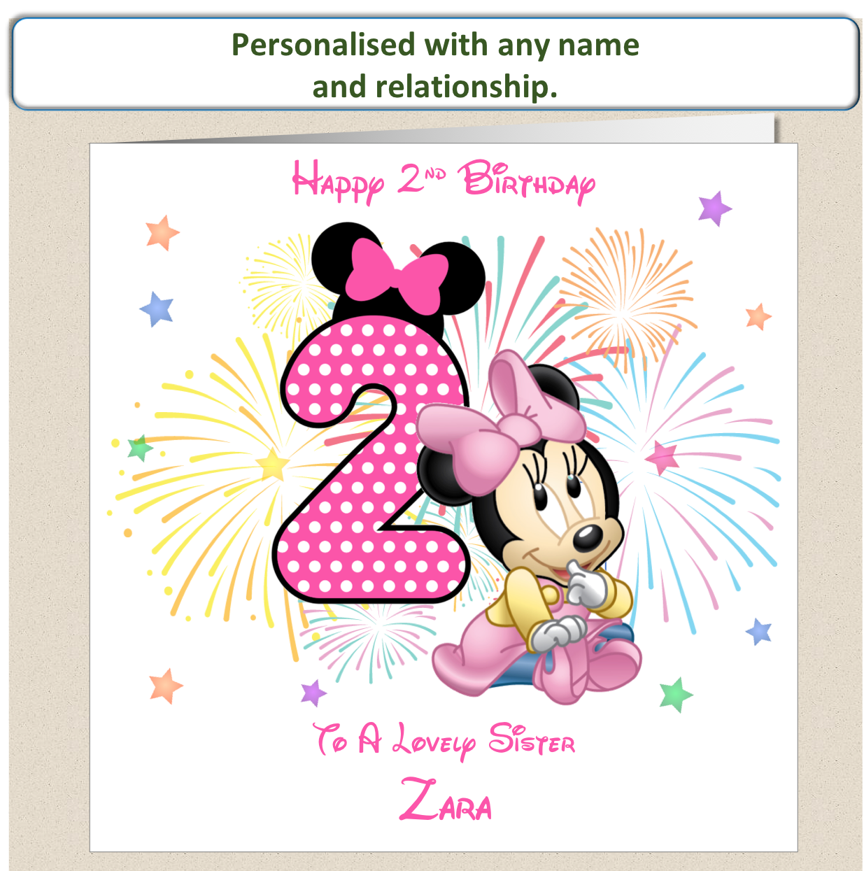 Personalised Minnie Mouse Birthday Card - 2nd Birthday