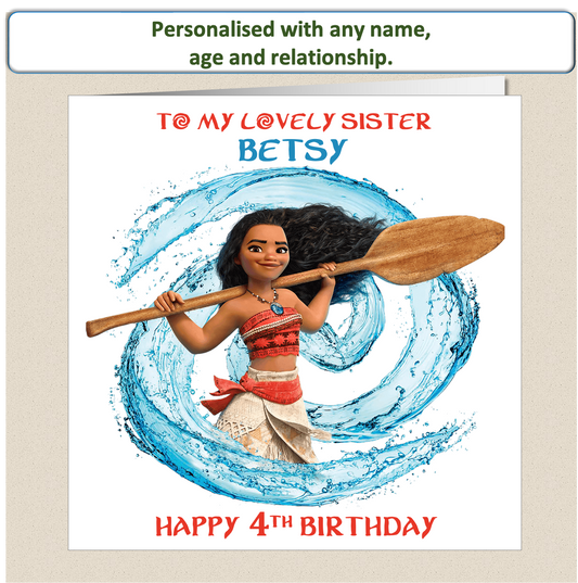 Personalised Moana Birthday Card - Moa1