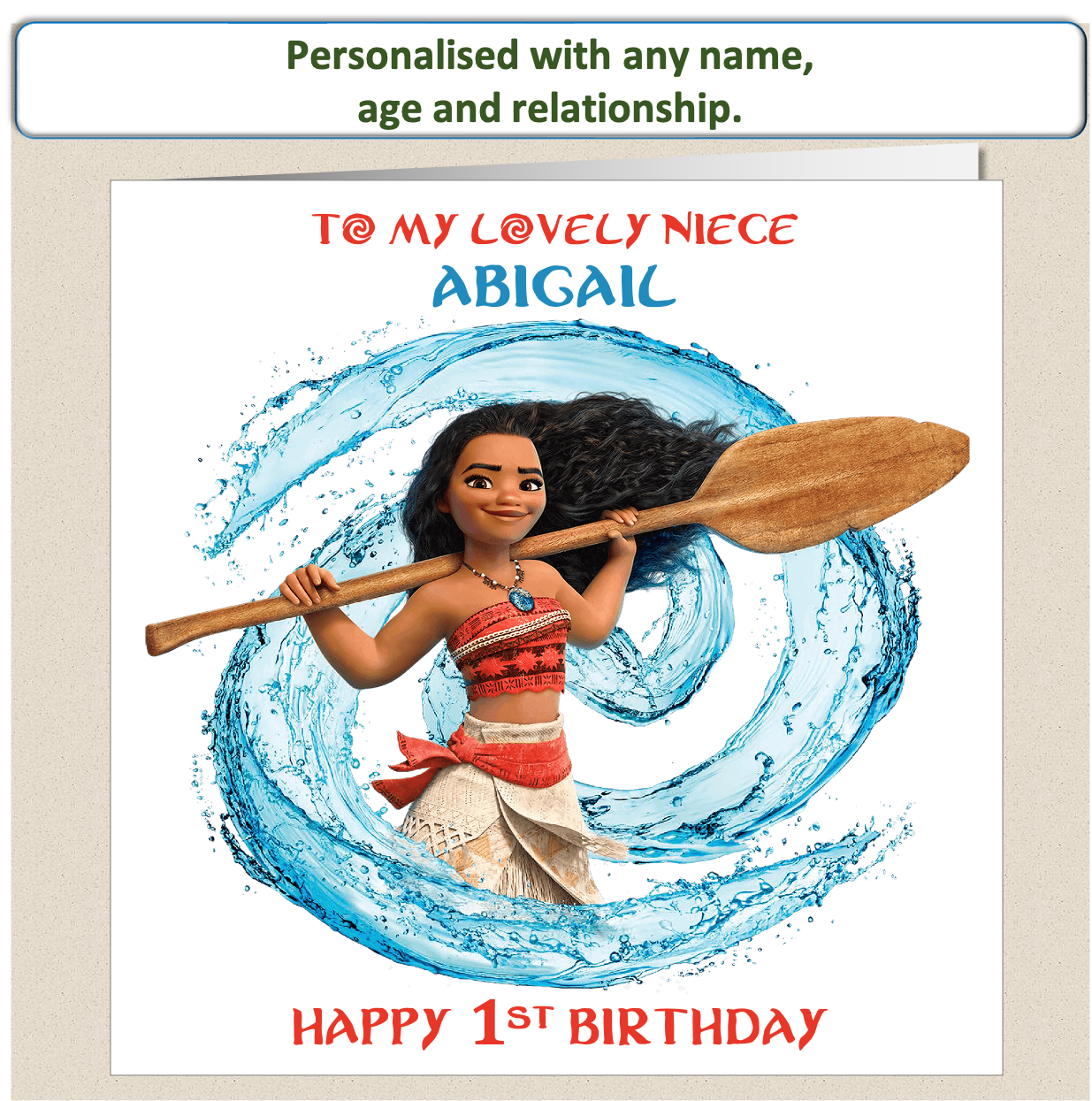 Personalised Moana Birthday Card - Moa1