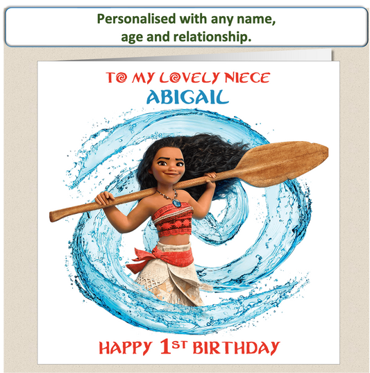 Personalised Moana Birthday Card - Moa1