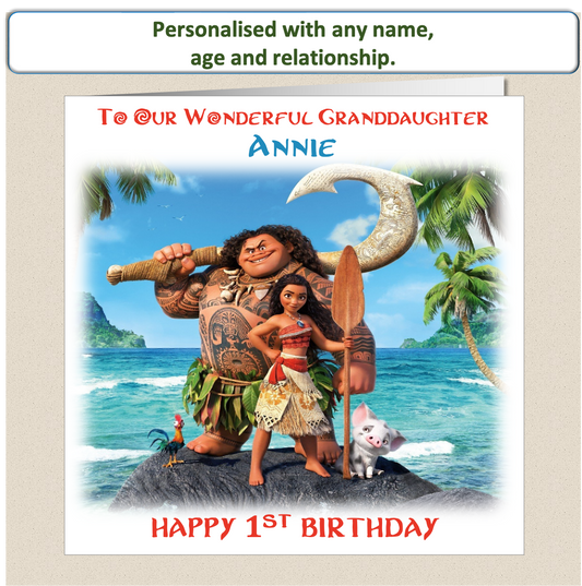 Personalised Moana Birthday Card - Moa2