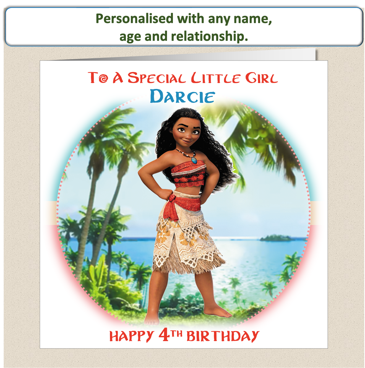 Personalised Moana Birthday Card - Moa3