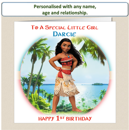 Personalised Moana Birthday Card - Moa3