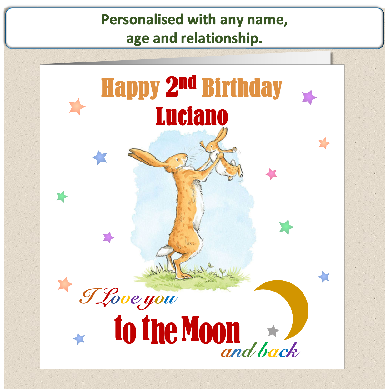 Personalised Kids Childs Love You To The Moon and Back Birthday Card