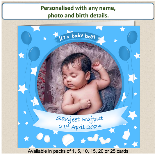 Personalised New Baby Arrival Announcement Card - Baby10