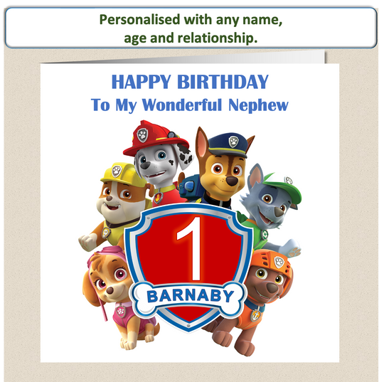 Personalised Paw Patrol Birthday Card