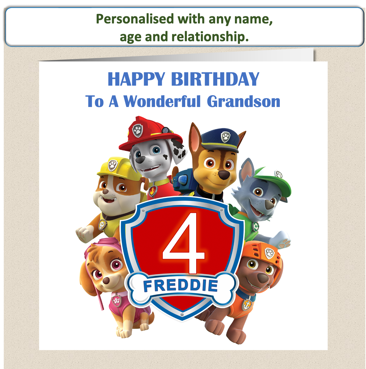 Personalised Paw Patrol Birthday Card