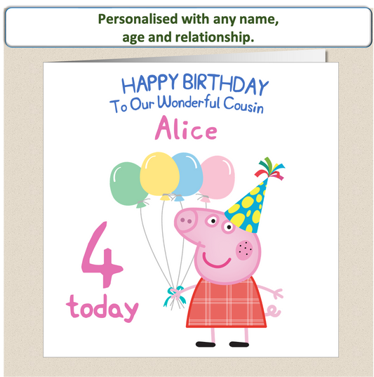 Personalised Peppa Pig Birthday Card