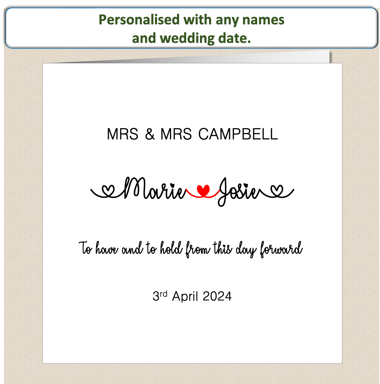 Personalised Contemporary Wedding Day Card - (Design 5)