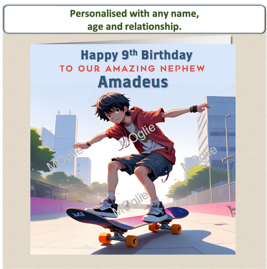 Personalised Skateboarding Birthday Card teenager pre-teen SK2