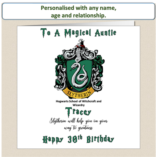 Personalised Slytherin (Harry Potter Inspired) Birthday Card For Her