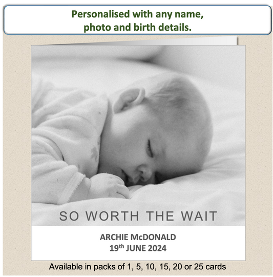 Personalised New Baby Arrival Announcement Card Worth The Wait