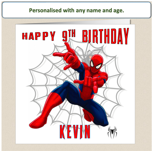 Personalised Spiderman Birthday Cards - SPID1